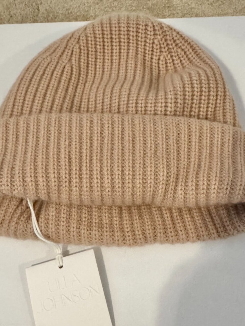NWT Ulla Johnson 100% Cashmere Ribbed Hat- Camel